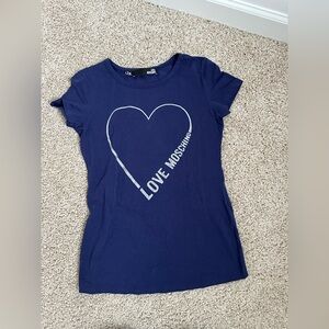 Moschino Navy Tee with Black Love Moschino Neck Tag